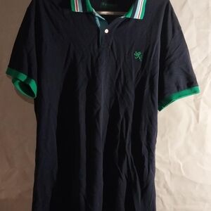 Men's Navy Polo Shirt with Green Accents